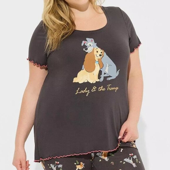 ❤️NWT VINTAGE TORRII DISNEY LADY AND THE TRAMP LETTUCE EDGE TEE - PLUS SIZE - Picture 11 of 15